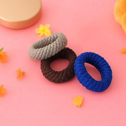 Set of three multicolour Tyre Shape Hair Rubber Bands by Wukusy, featuring vibrant, flexible hair ties with tyre-like design.