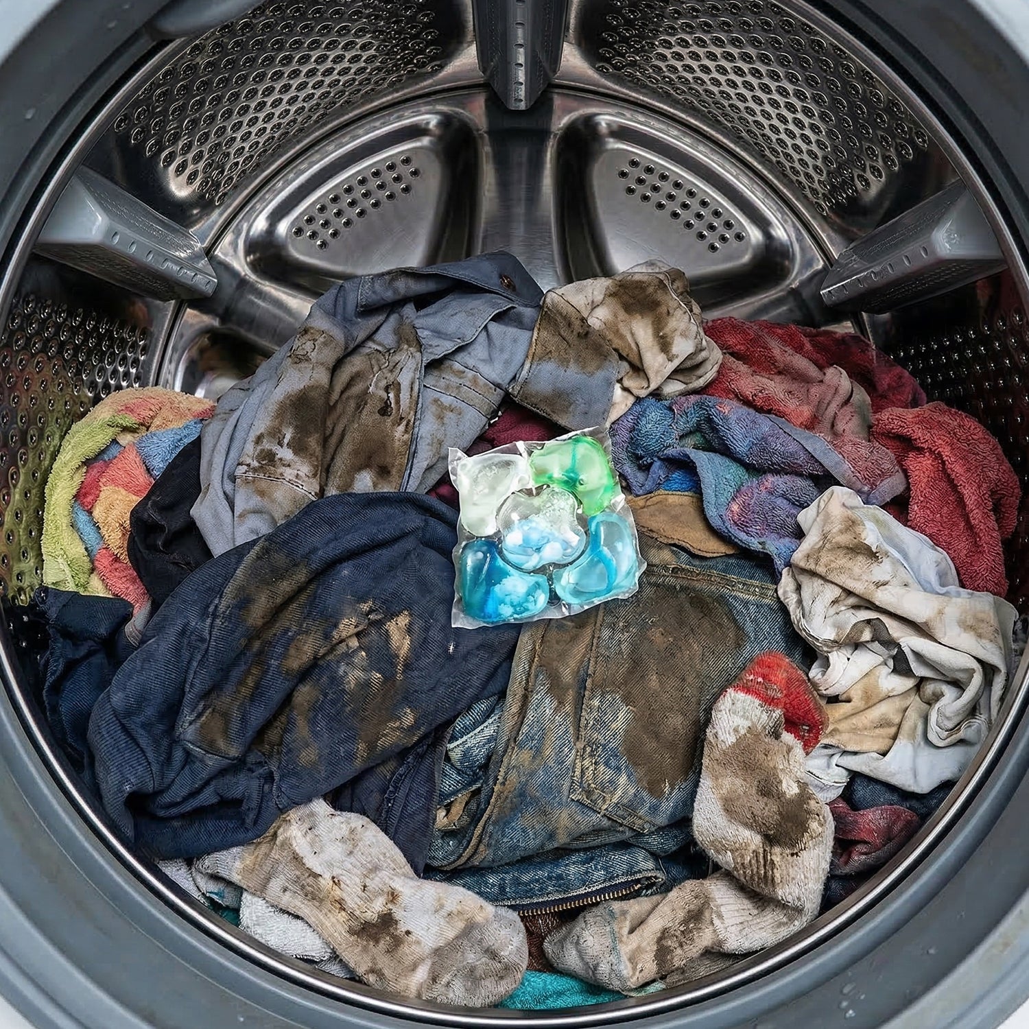 Wukusy Ultra Clean Liquid Laundry Detergent Pods, 25-pack, with white and blue pods shown in a clear container.