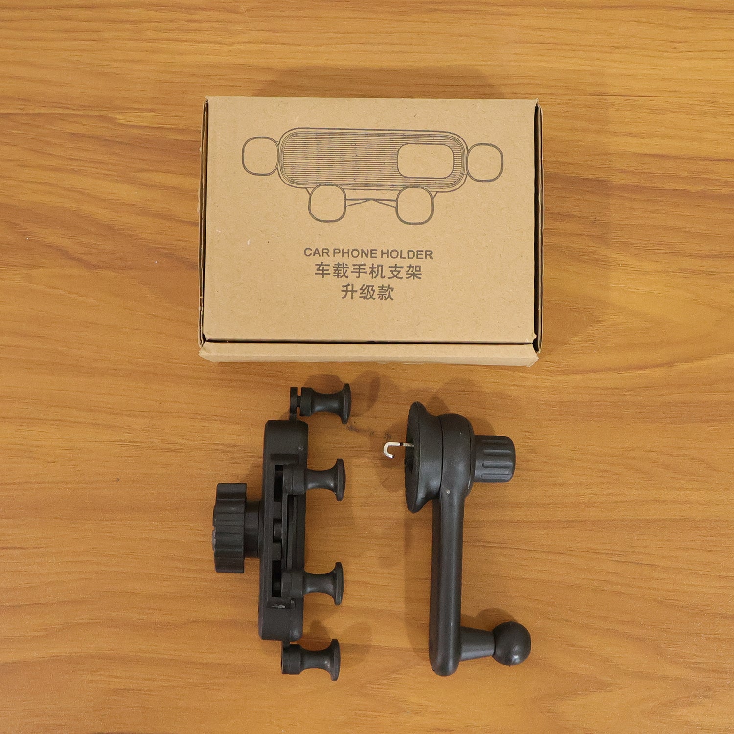 Wukusy universal car air vent mobile phone holder attached to a car vent, holding a smartphone securely.