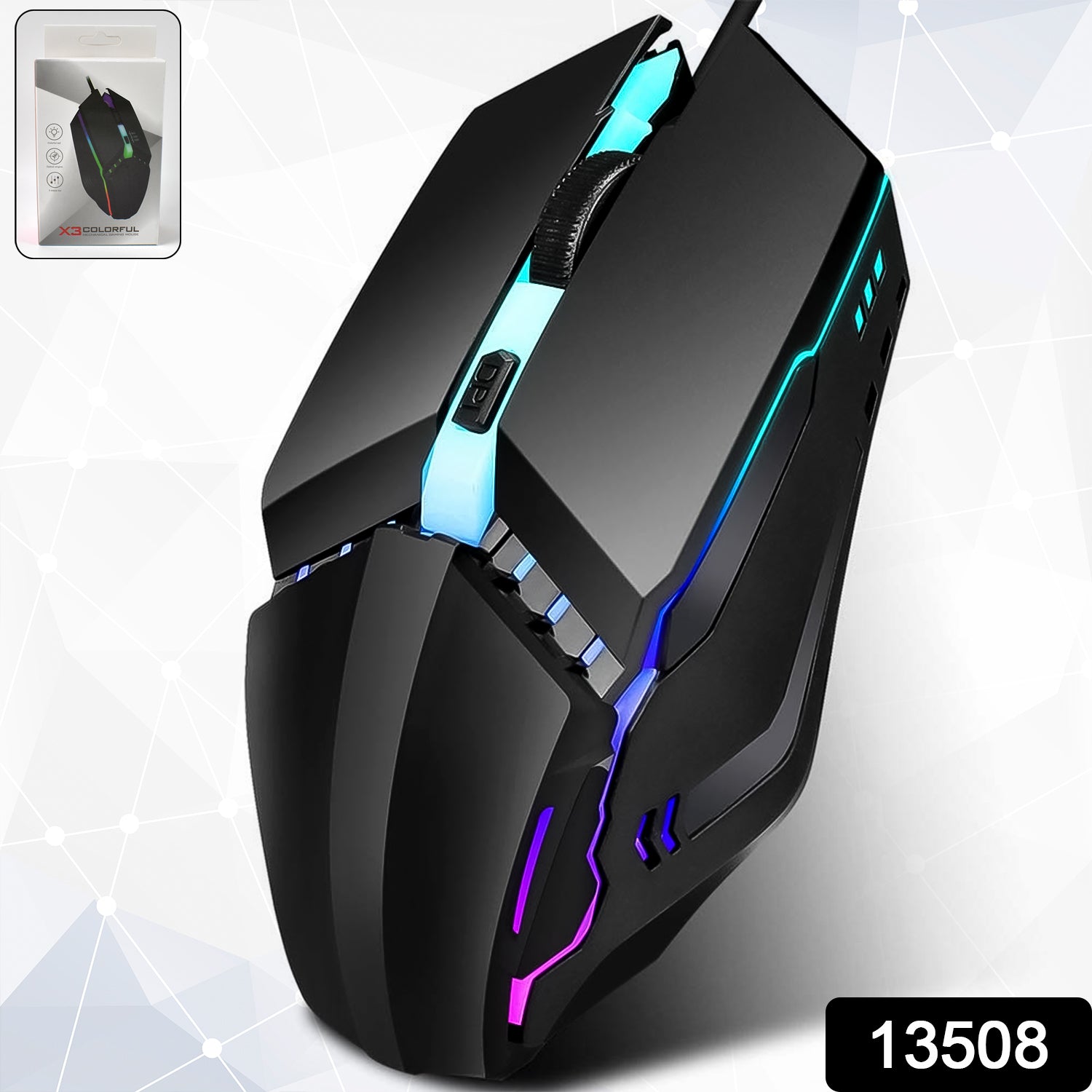 Wukusy USB wired gaming mouse with ergonomic design, featuring a sleek shape and standard buttons for comfortable gaming use