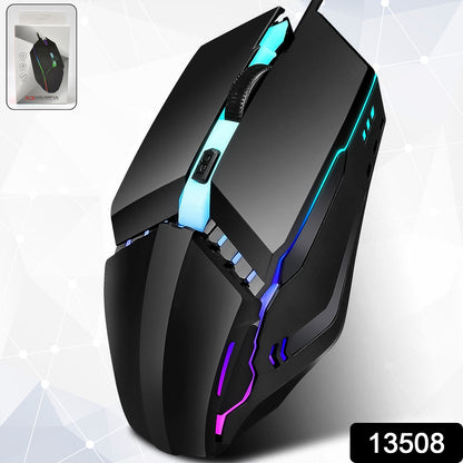 Wukusy USB wired gaming mouse with ergonomic design, featuring a sleek shape and standard buttons for comfortable gaming use