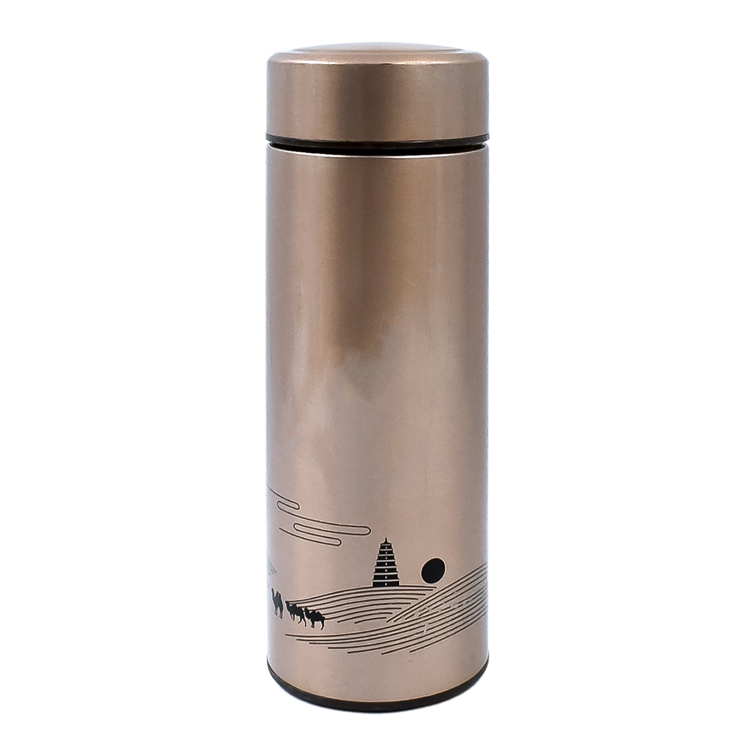 Wukusy stainless steel vacuum bottle with double wall insulation, 350ml water mug showing sleek design and secure lid.