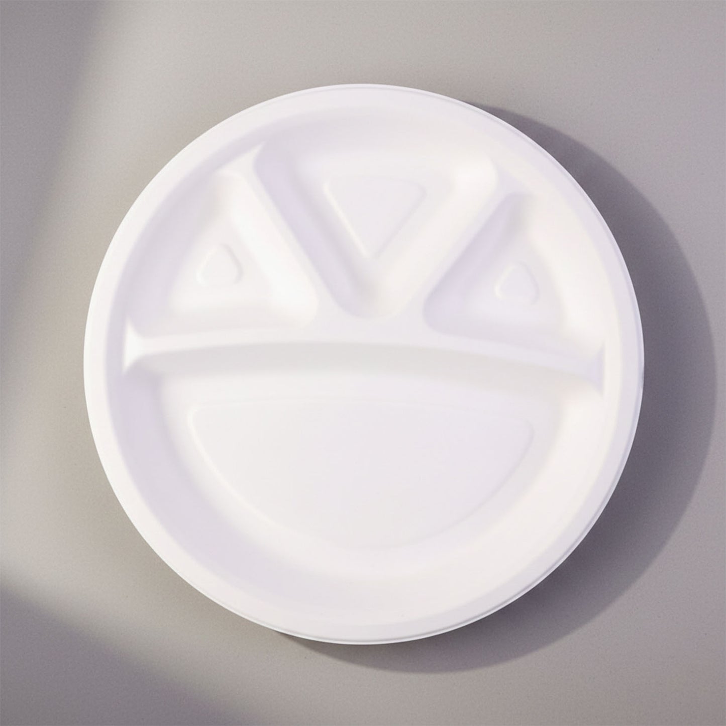 Wukusy Vegnar 4-compartment disposable food serving plate set with 10 plates, ideal for serving multiple dishes at events.