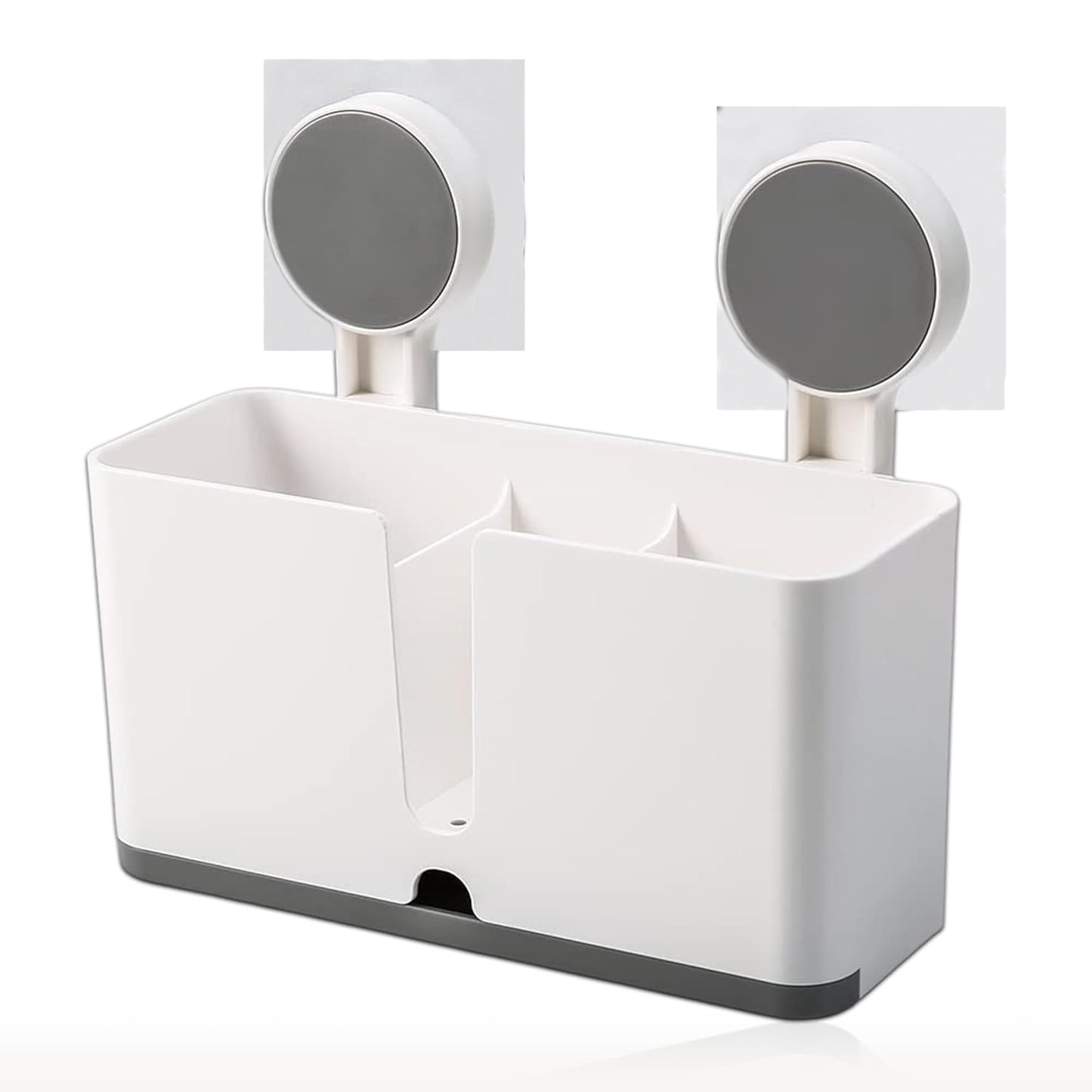 Wukusy wall-mounted toothbrush holder with three compartments and adhesive installation, designed for bathroom organization.