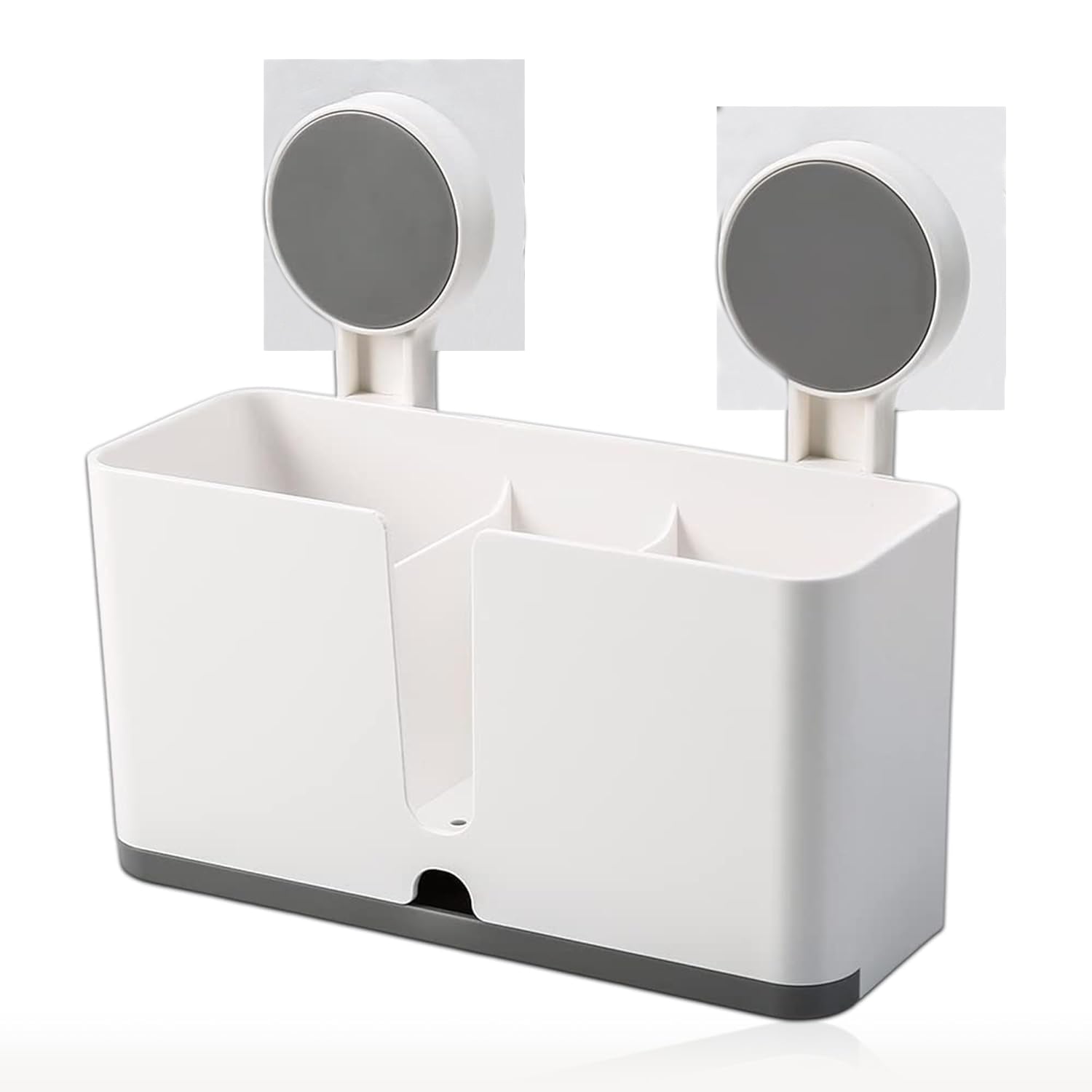 Wukusy wall-mounted toothbrush holder with three compartments and adhesive installation, designed for bathroom organization.