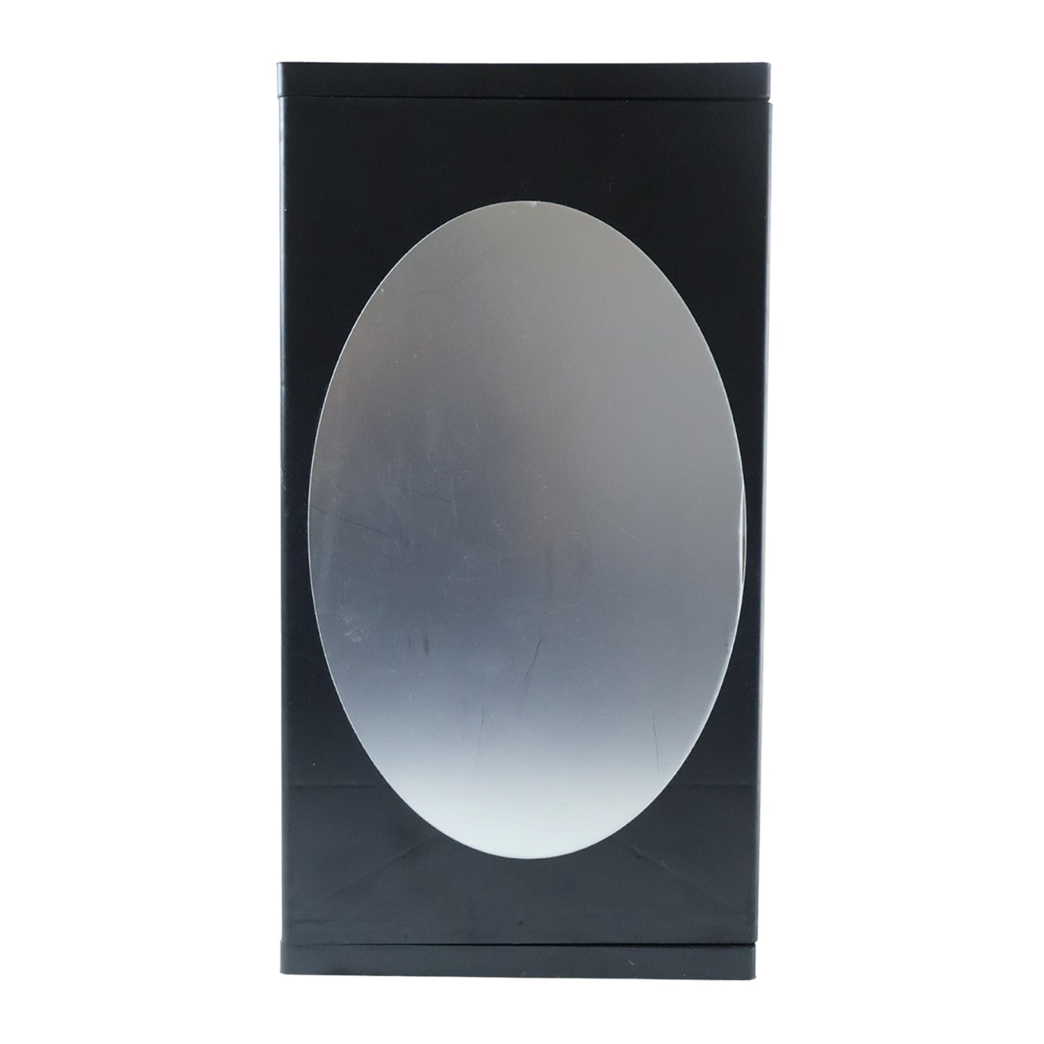 Wall-mounted black rotating storage cabinet organizer by Wukusy, measuring 22x42 cm, ideal for kitchen or bathroom organization.