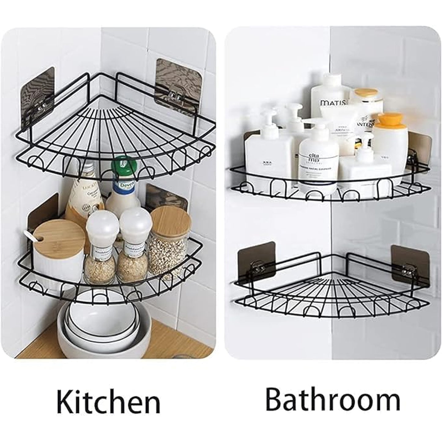 Wall-mounted corner bathroom storage rack by Wukusy, featuring open shelves and sleek design for organizing bathroom essentials.