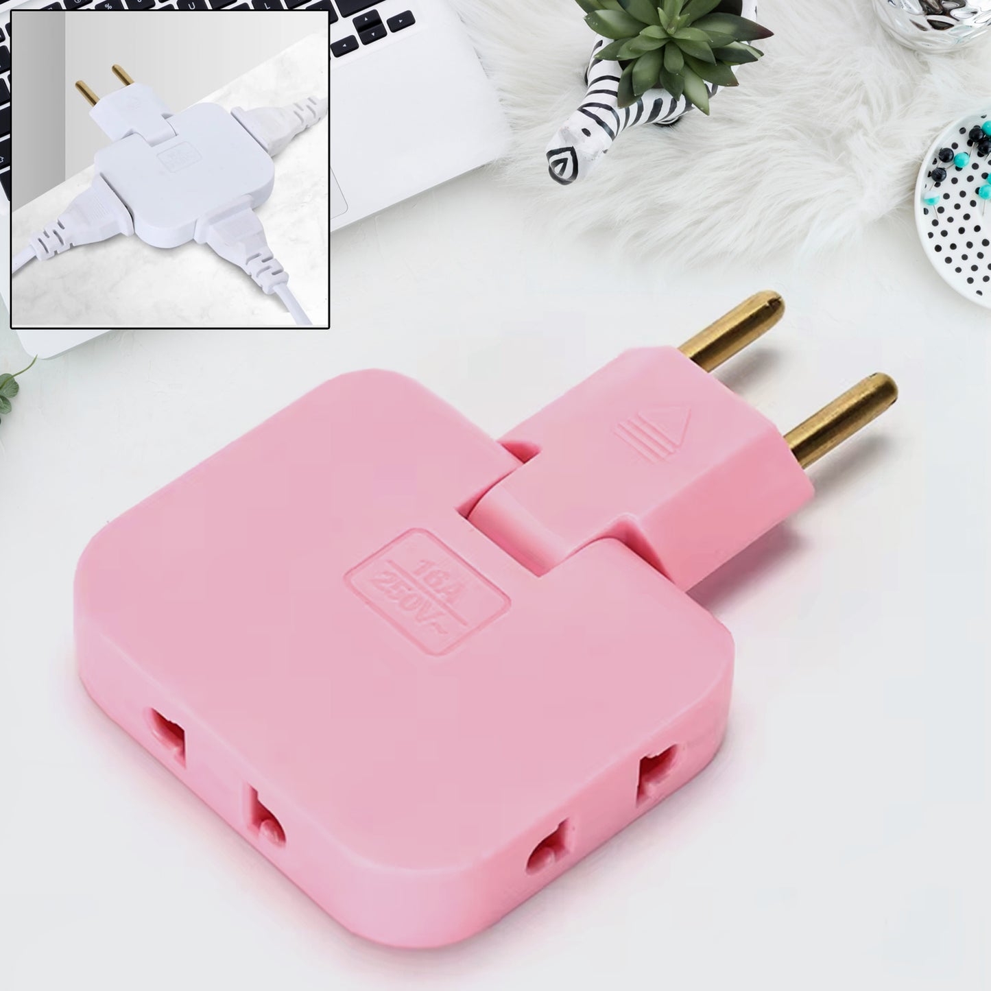 Wukusy wireless 3-in-1 foldable wall plug adapter with socket converter, compact and versatile for travel and home use.