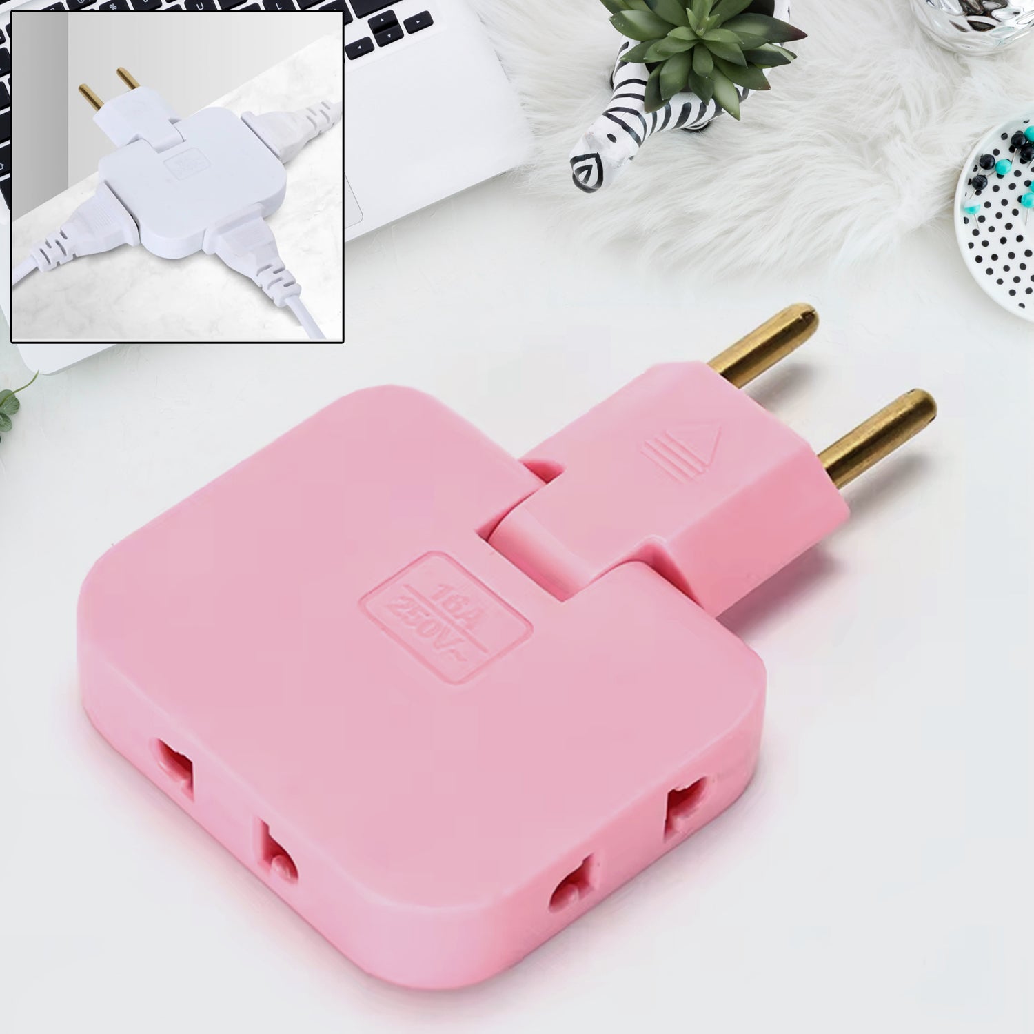 Wukusy wireless 3-in-1 foldable wall plug adapter with socket converter, compact and versatile for travel and home use.