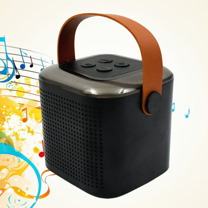 Wukusy wireless speaker microphone set with RGB lights, supports memory card, portable karaoke machine for travel and TV use.