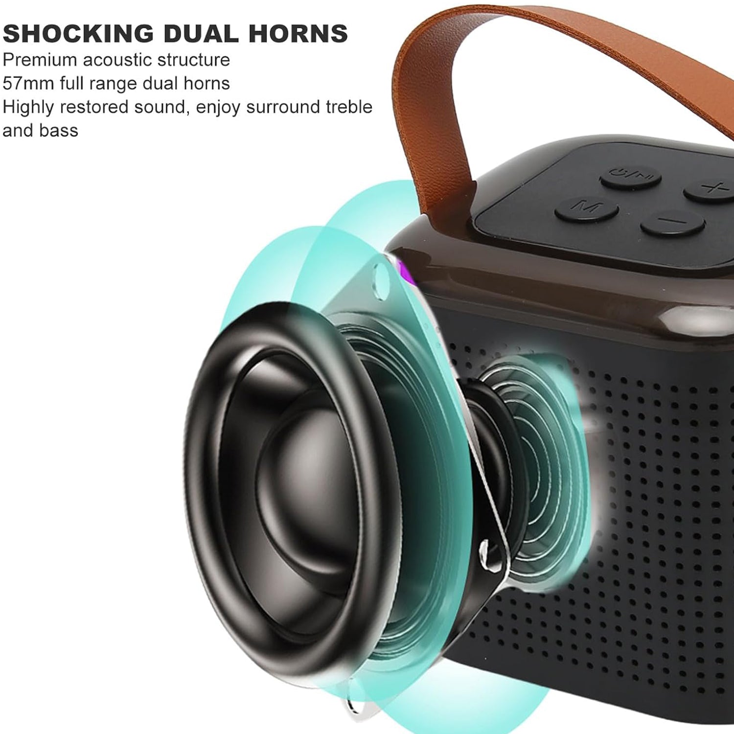 Wukusy wireless speaker and microphone set with RGB lights, portable karaoke machine supporting memory card for travel and TV use.