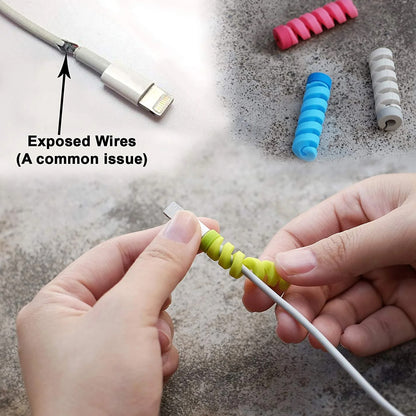 Wukusy spiral charger cable protector and data cable saver for universal earphones, pack of 10, protects charging cords from damage.