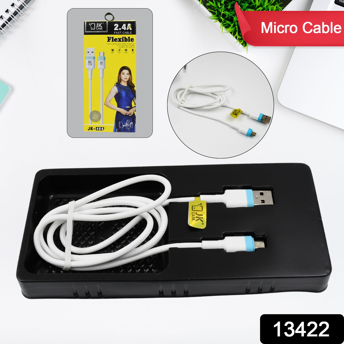Wukusy 2.4A fast charging Android data transfer cable, black, durable electronic accessory for quick charging and data transfer.