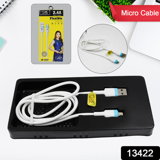 Wukusy 2.4A fast charging Android data transfer cable, black, durable electronic accessory for quick charging and data transfer.