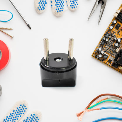 Wukusy 2-pin plug converter adapter for electronics, single piece, suitable for converting power plugs in various devices.