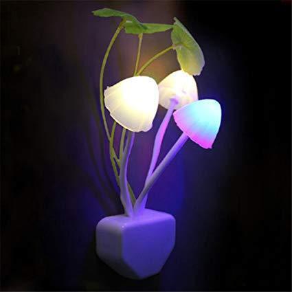 Colorful mushroom-shaped night light by Wukusy, an electronic lamp with vibrant, multicolored illumination.