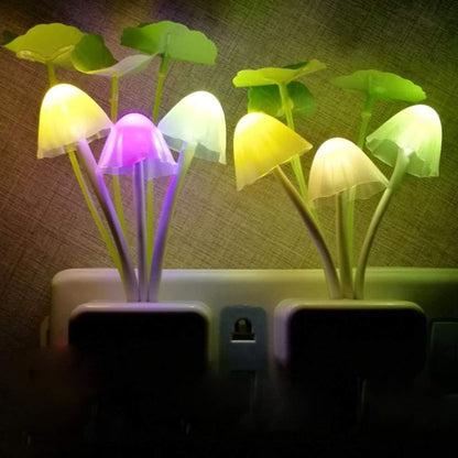 Colorful Wukusy 239 Night Light Mushroom Lamp illuminating with vibrant hues, perfect for cozy home decor.