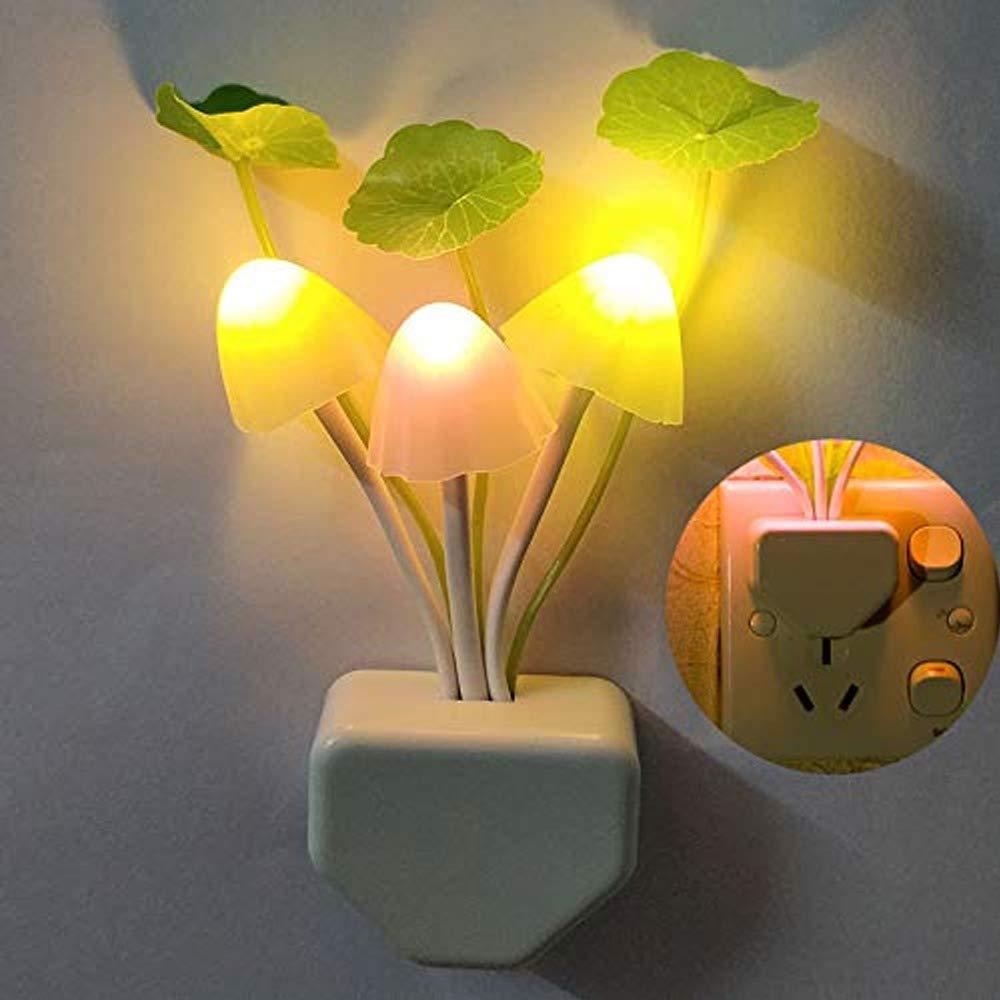 Colorful Wukusy 239 Night Light Mushroom Lamp emitting soft, vibrant glow, perfect for cozy ambient lighting in a modern space.