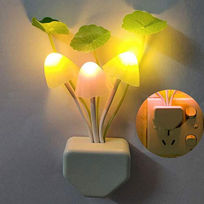 Colorful Wukusy 239 Night Light Mushroom Lamp emitting soft, vibrant glow, perfect for cozy ambient lighting in a modern space.