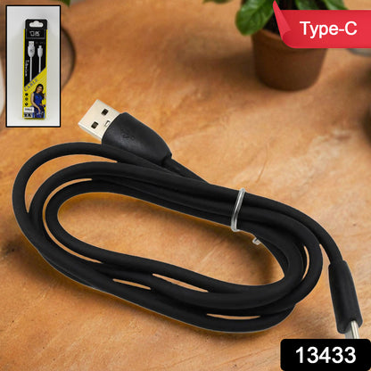 Wukusy 2A Type C data cable for fast charging and data transfer, showing a black USB-C cable connected to devices.