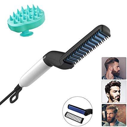 Wukusy 348 men's beard and hair curling straightener with modeling comb, electronic grooming tool for styling facial hair and hair