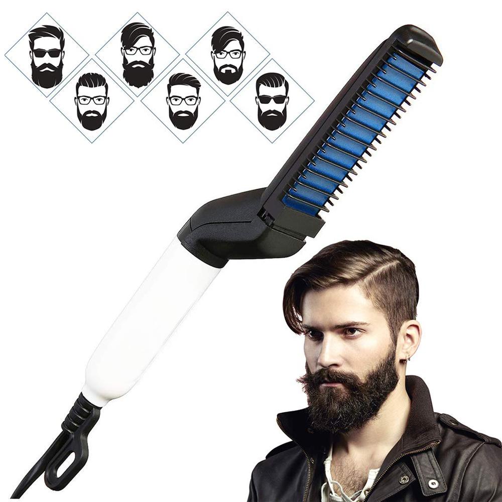 Wukusy 348 men's beard and hair curling and straightening comb, an electronic styling tool with adjustable settings.
