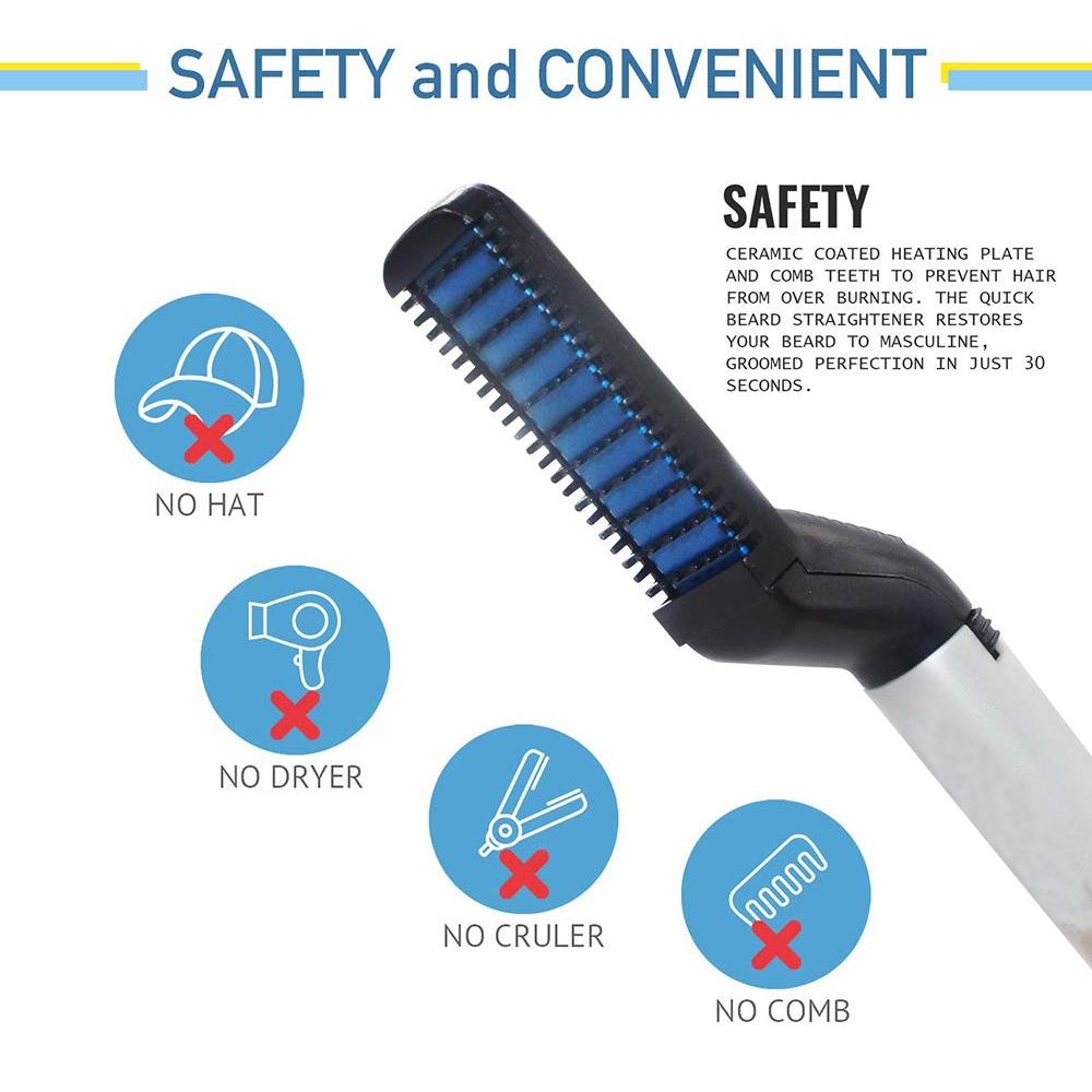 Wukusy 348 men's beard and hair curling straightener with modeling comb, electronic grooming tool for styling facial and hair.