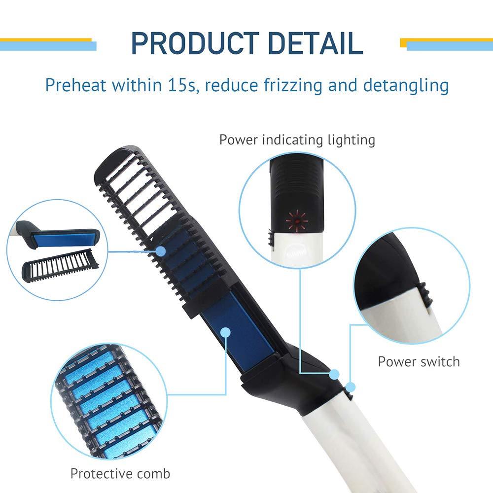 Wukusy 348 men's beard and hair curling straightener with modeling comb, compact electric styling tool for grooming and styling.