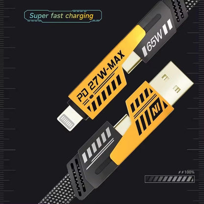 Wukusy 4-in-1 fast charging cable for electronics, featuring multiple connectors for versatile device charging.