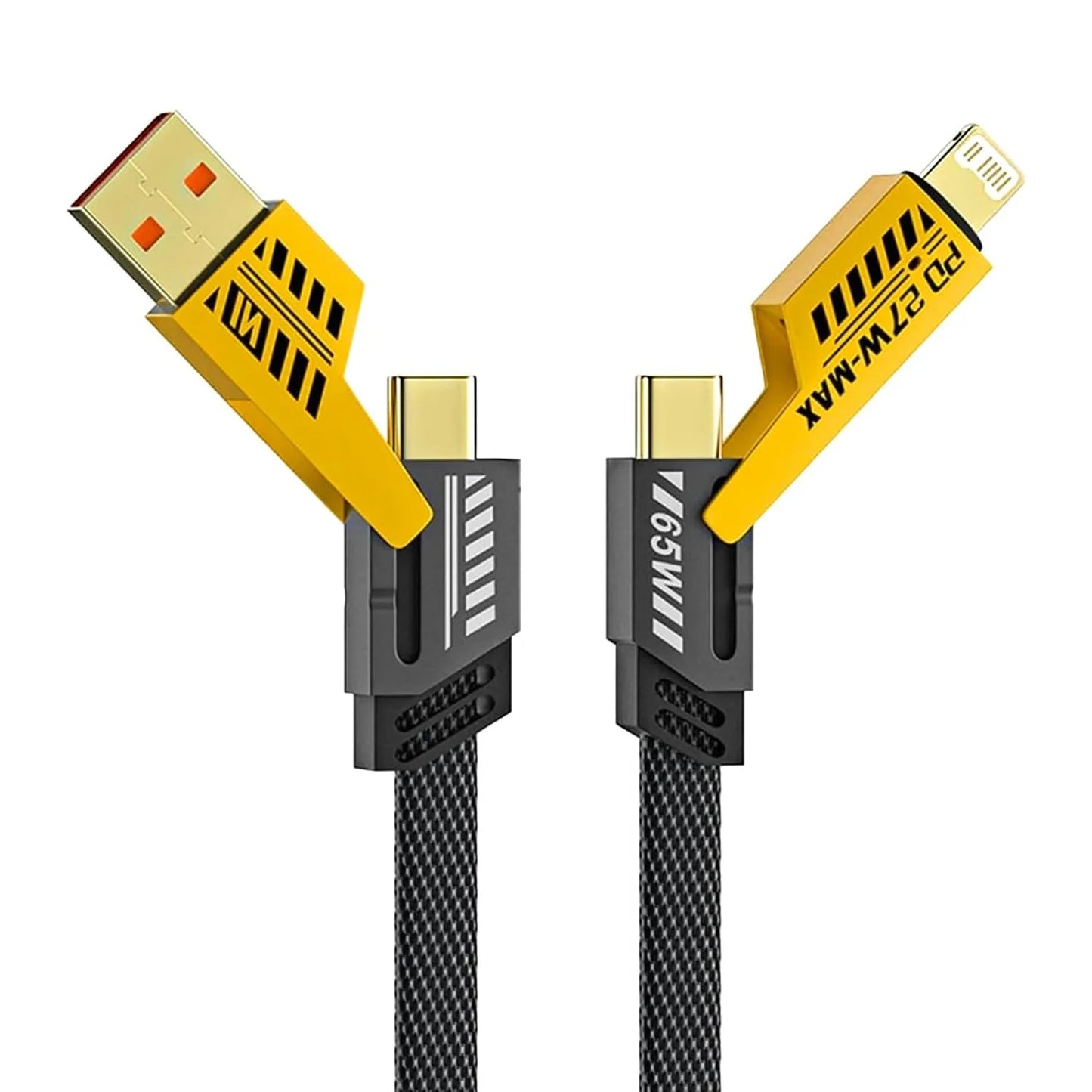 Wukusy 4-in-1 fast charging cable for electronics, showing multiple connectors for versatile device charging.