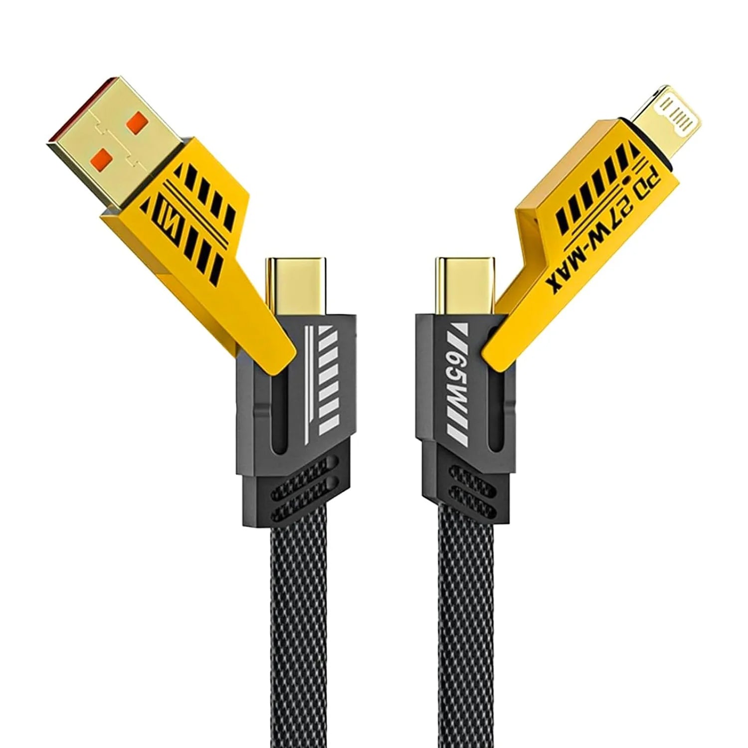Wukusy 4-in-1 fast charging cable for electronics, showing multiple connectors for versatile device charging.