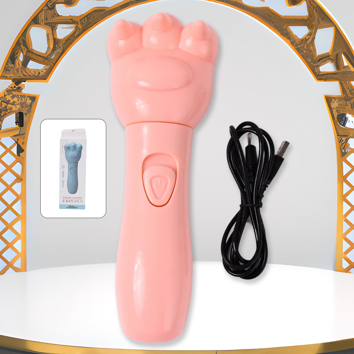 Wukusy bear-themed hand massager for itch relief, showcasing soft silicone exterior and ergonomic design for soothing comfort.