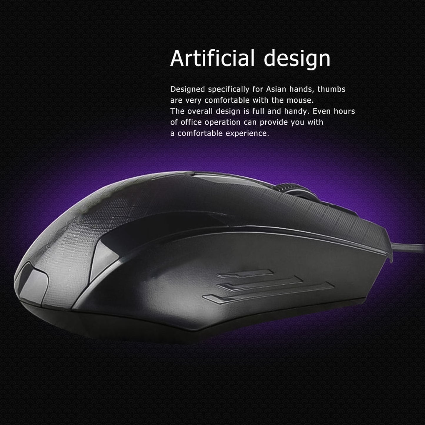 Wukusy wired optical computer mouse for laptops, black and ergonomic design, connected via USB for precise control.