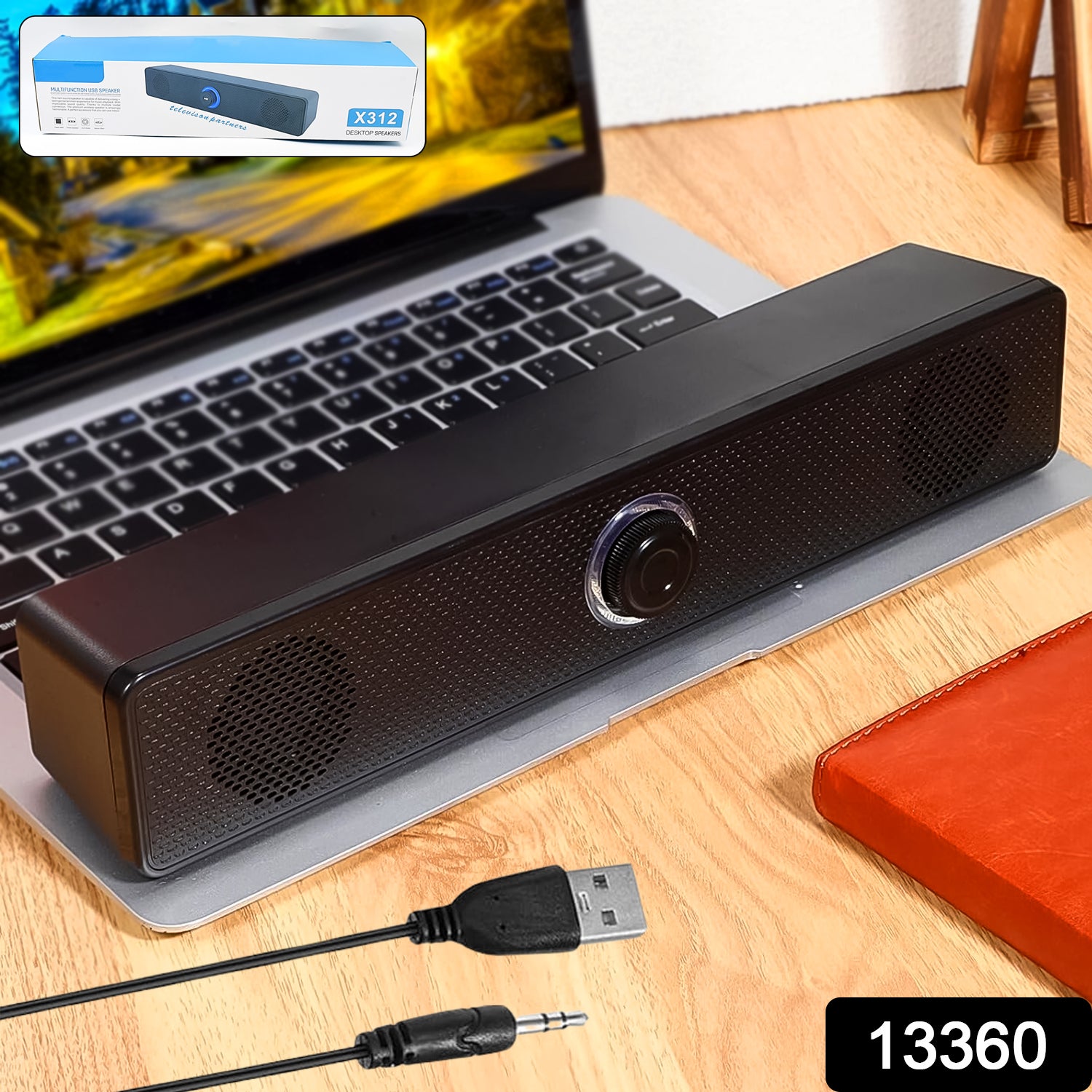 Wukusy wired USB-powered desktop computer speaker, compact and plug-and-play for enhanced audio output.