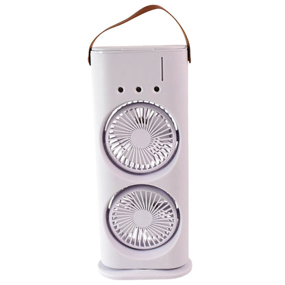 Wukusy electric desktop fan with double-head design, powerful air cooler, remote control included, for effective cooling.
