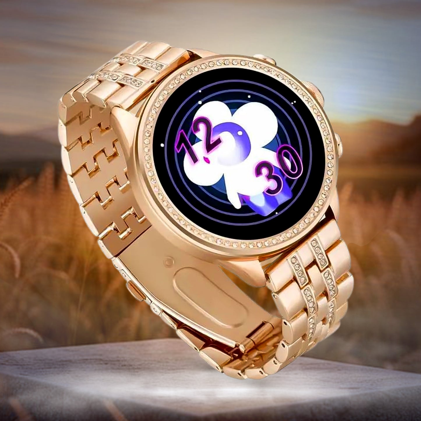 Wukusy Gen 9 Diamond Strap smartwatch with HD display, featuring two stylish replacement straps for a modern electronics look.