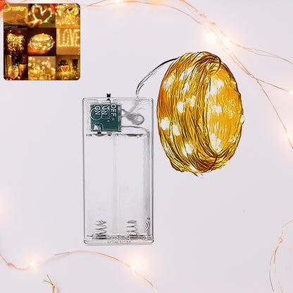 Wukusy waterproof LED flexible wire lights for party, battery-operated with 2AA batteries (not included), ideal for festive decorations.