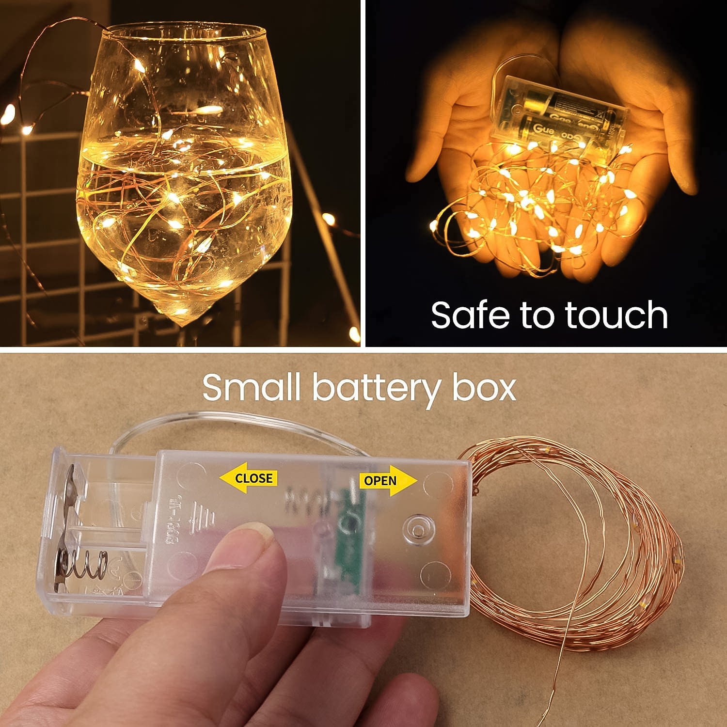 Wukusy LED flexible wire waterproof lights for party, battery operated with 2AA batteries not included, suitable for electronics and decor.