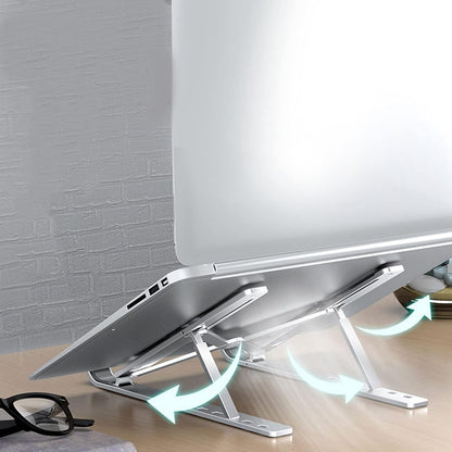 Wukusy metal portable laptop stand with 7 adjustable angles, featuring a sleek design and sturdy construction for ergonomic use.
