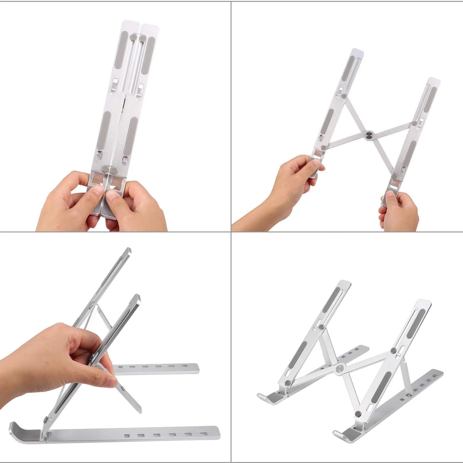 Wukusy metal portable laptop stand with 7 adjustable angles, lightweight and sturdy for ergonomic laptop support.