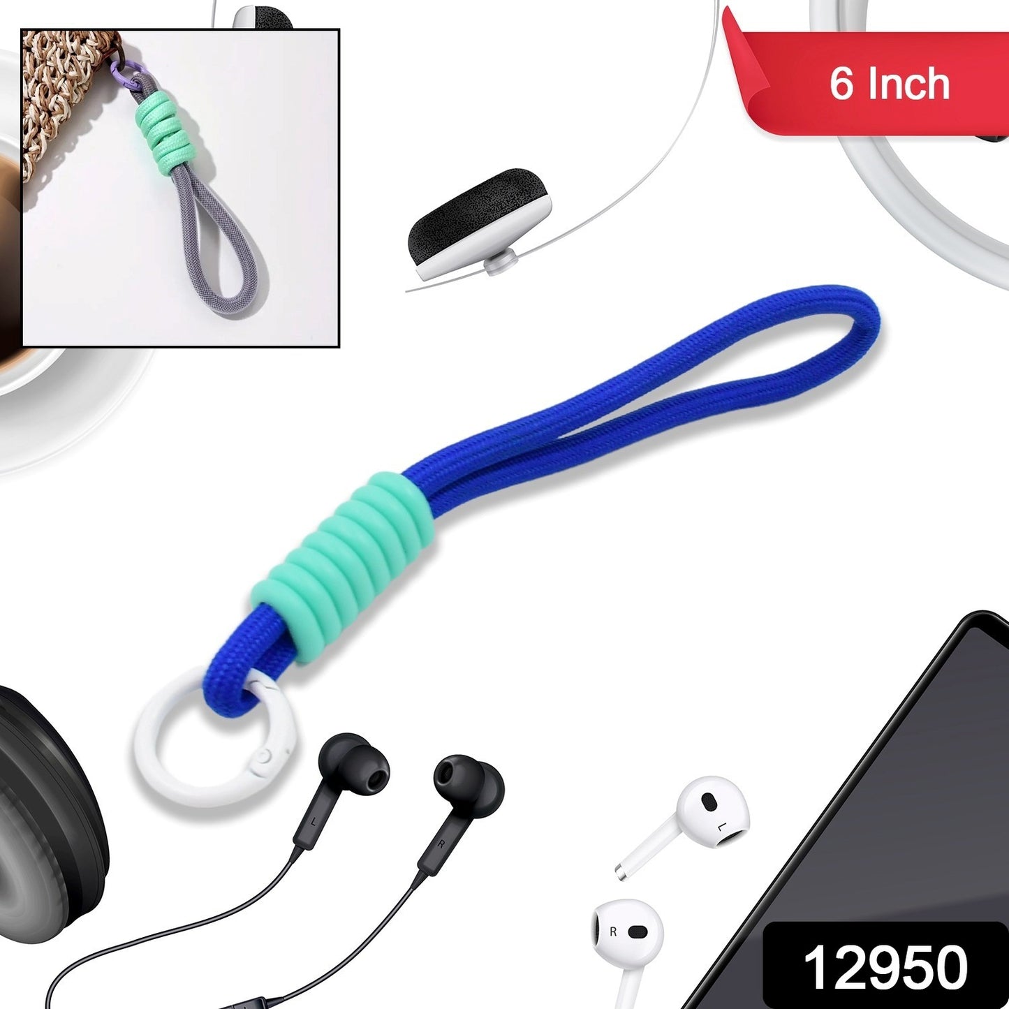 Wukusy multicolor adjustable hand wrist strap lanyard with cellphone strap, 6-inch length, for electronics and phone security.