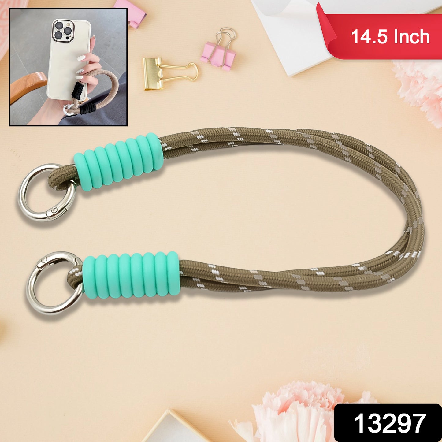 Multicolor Wukusy two-sided adjustable hand wrist strap lanyard for phones and electronics, 14.5 inches, versatile and comfortable.