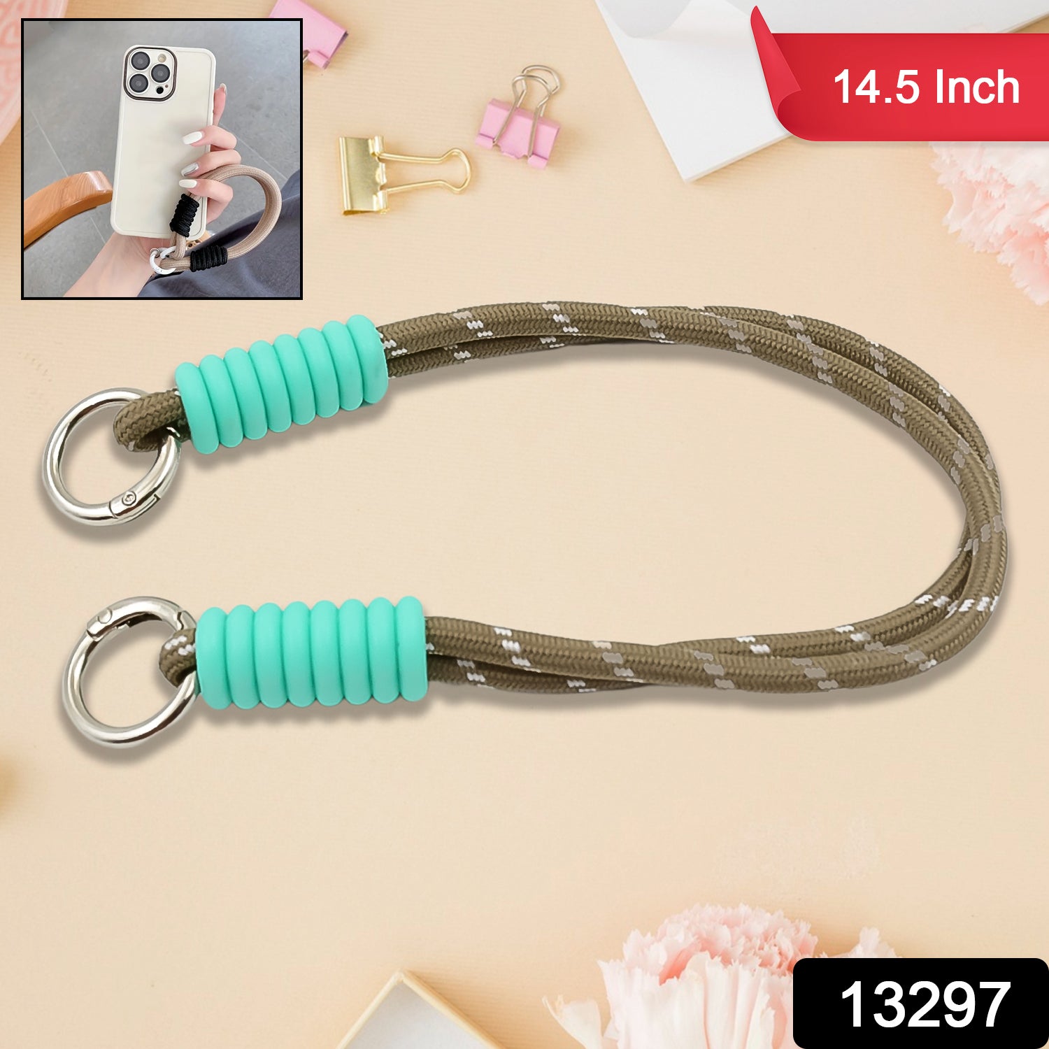 Multicolor Wukusy two-sided adjustable hand wrist strap lanyard for phones and electronics, 14.5 inches, versatile and comfortable.