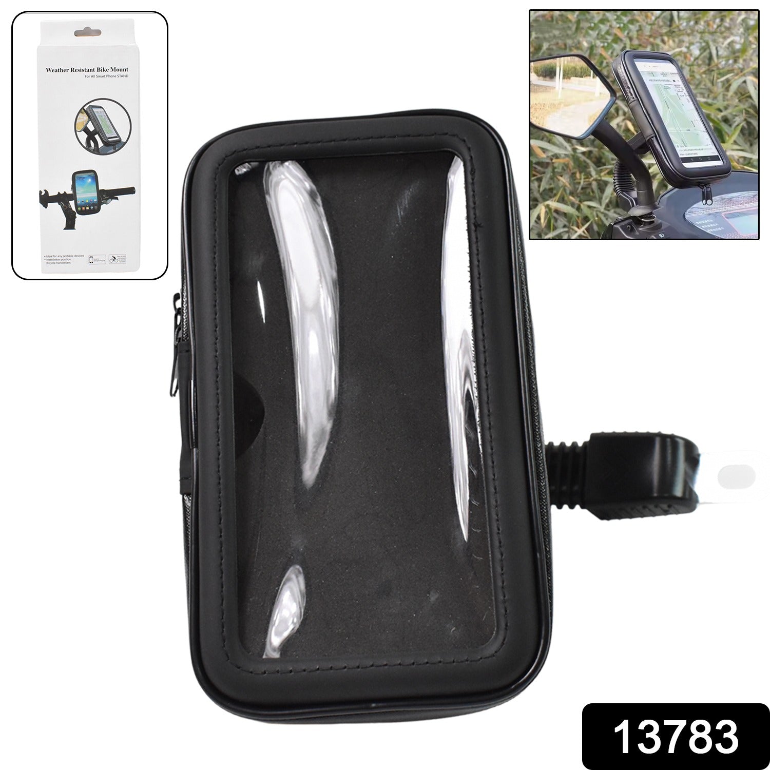 Wukusy weather-resistant bike phone holder case mounted on bike handlebar, designed for secure, outdoor electronics protection.