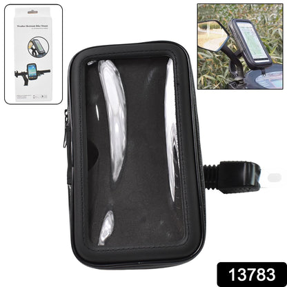 Wukusy weather-resistant bike phone holder case mounted on bike handlebar, designed for secure, outdoor electronics protection.