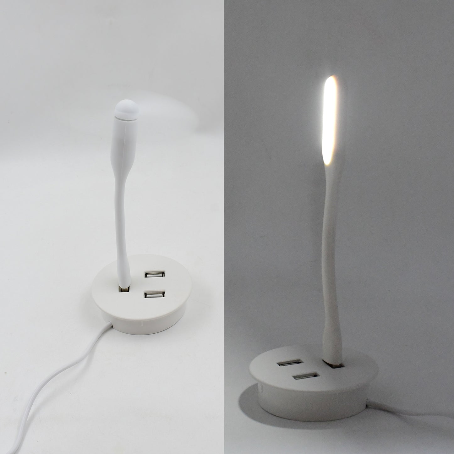Wukusy portable mini USB fan with built-in USB light and 3-port USB 3.0 hub for electronic device connectivity.
