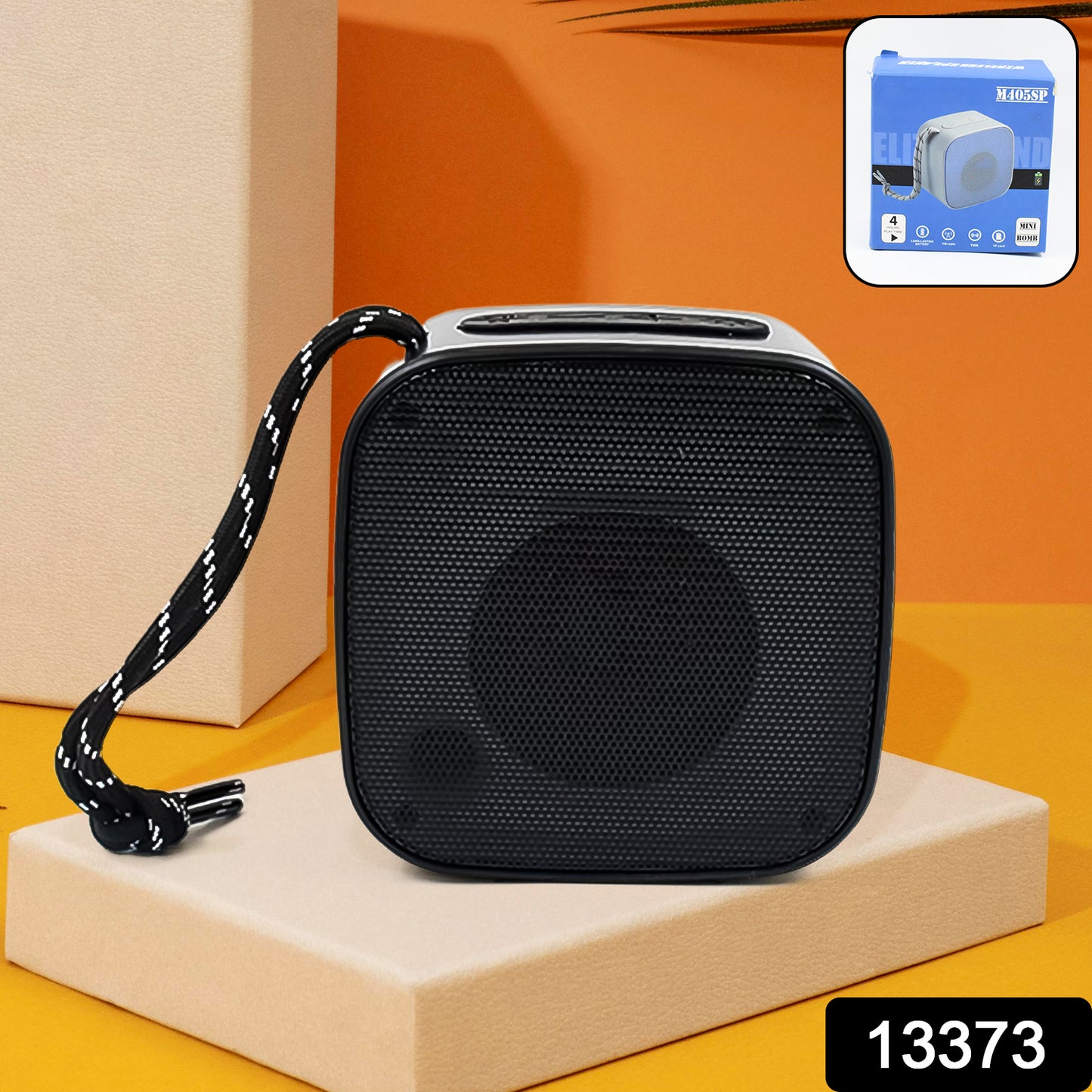 Wukusy portable mini wireless Bluetooth speaker in multicolor, compact electronic device with buttons and speaker grille visible.