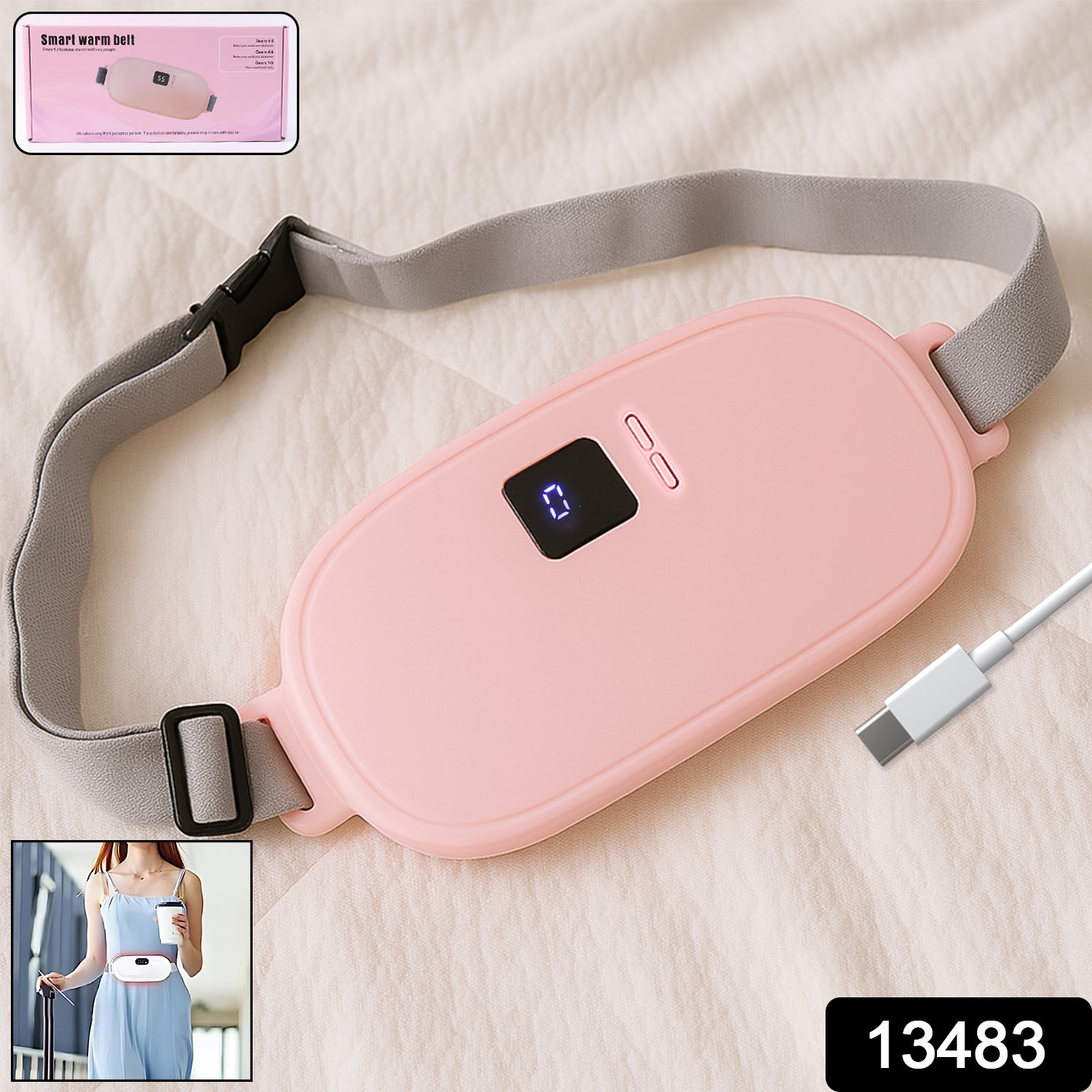 Rechargeable smart warm palace belt by Wukusy, an electronic belt featuring heating elements and adjustable controls.