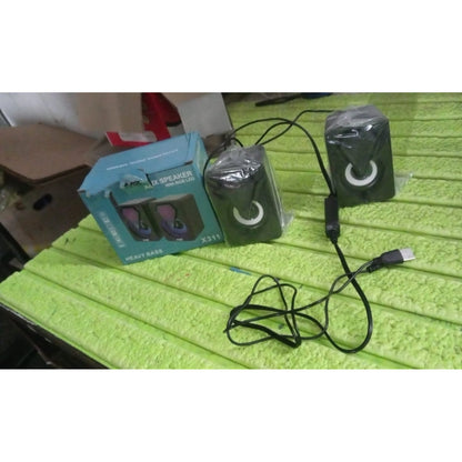 Wukusy RGB desktop speakers set with two plug-and-play USB-powered speakers for computer audio.