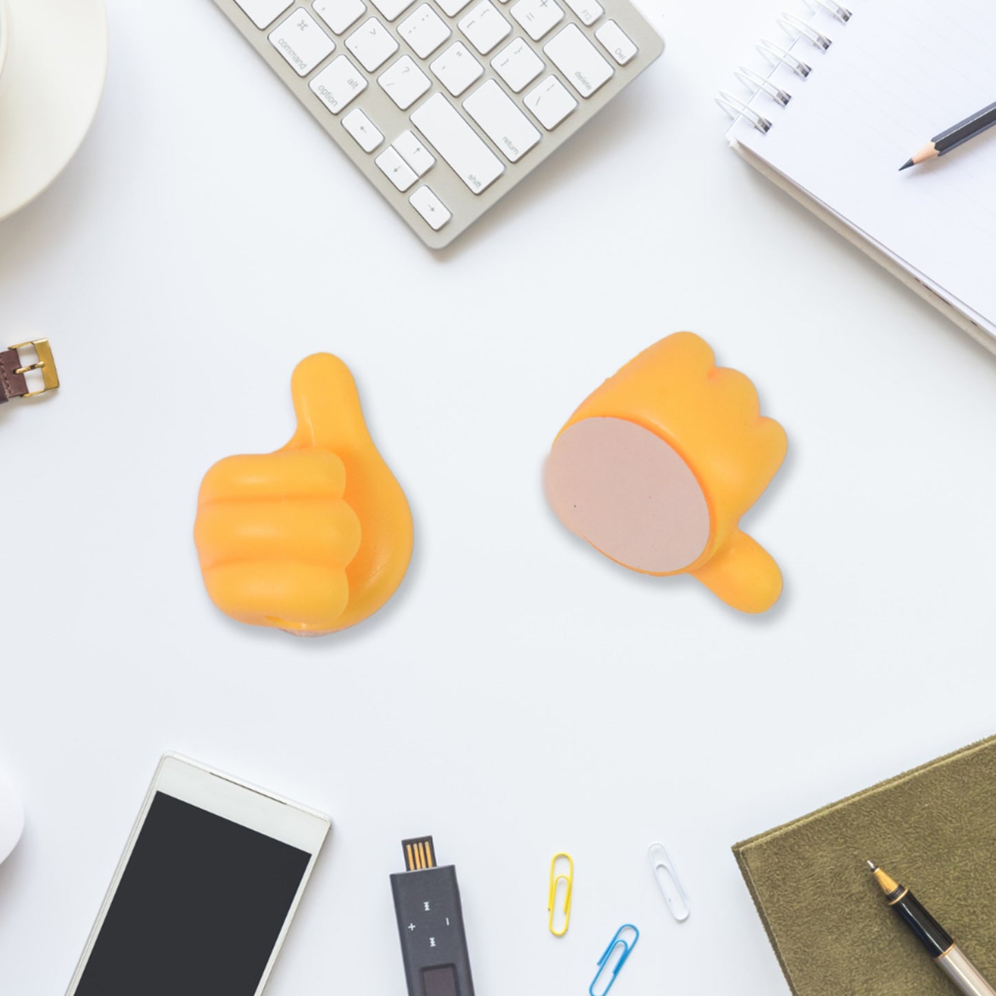 Wukusy self-adhesive cable hooks set with six mix design clips for organizing electronics and desktop cables.